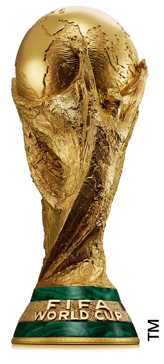 Copa del mundo con fondo dorado